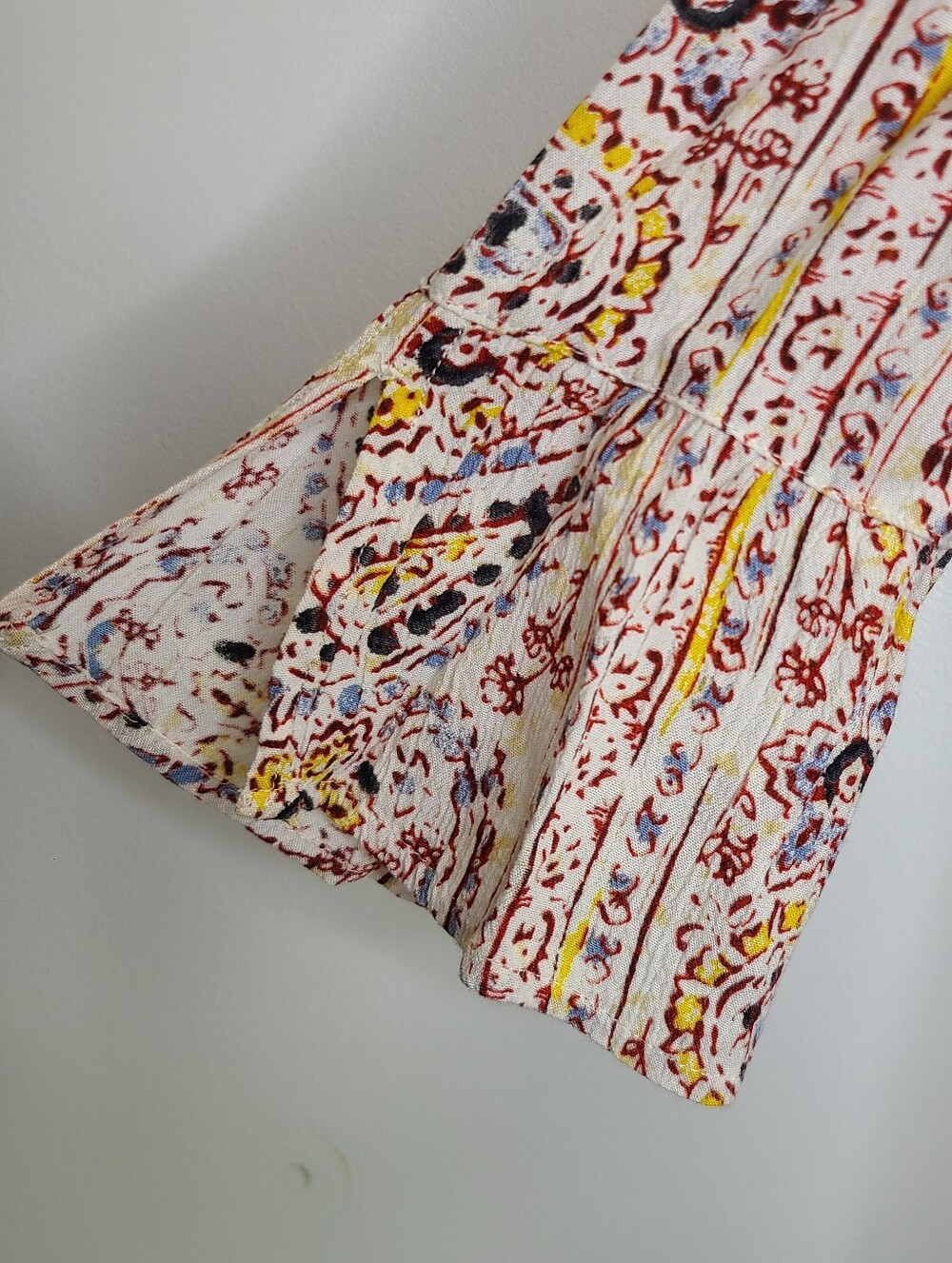 Billabong Paisley Print Tassel Tunic Top Shift Dress White Rayon XS Small - Picture 6 of 15